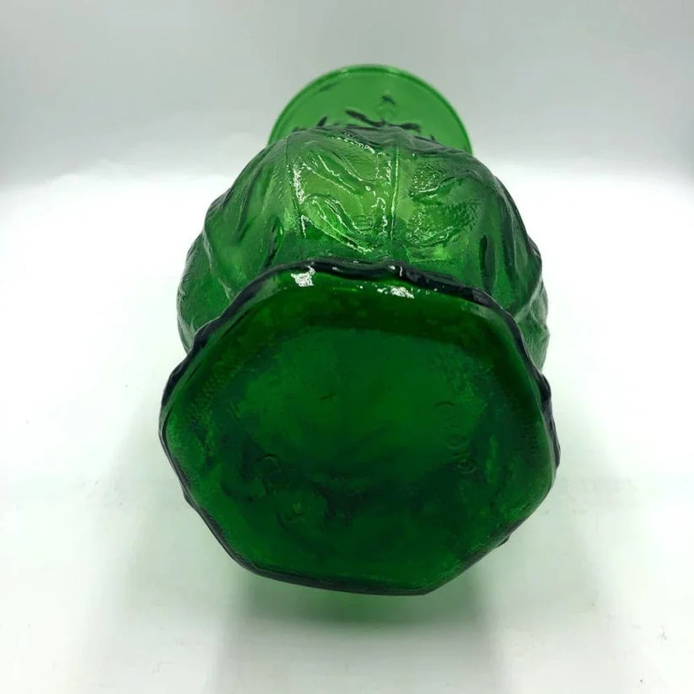 Vintage 1980 FTD Green Glass Flower Vase